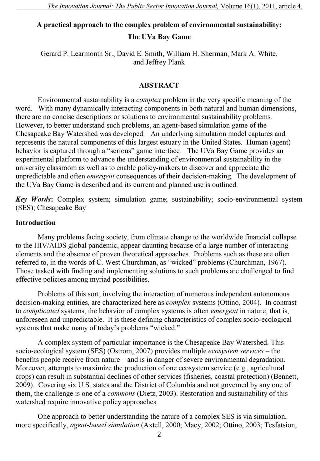 A practical approach to the complex problem of environmental sus